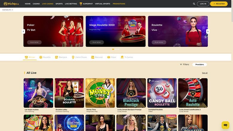 WinMega Casino Desktop Live dealer