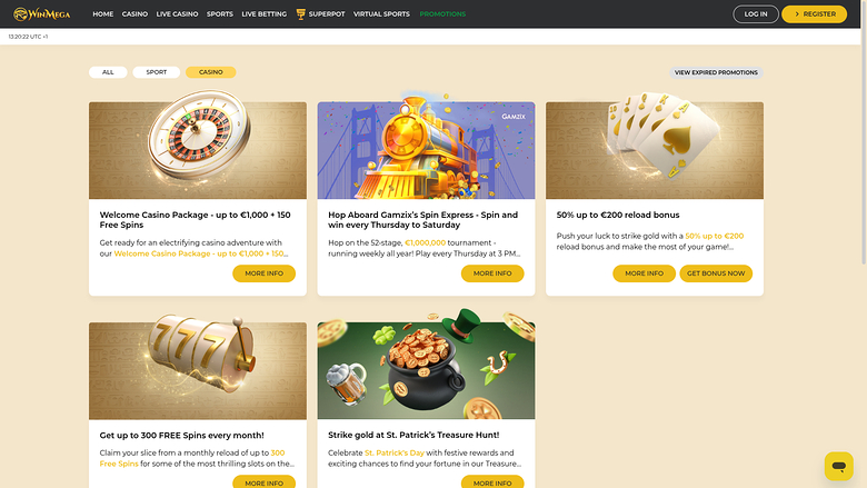 WinMega Casino Desktop Promotions
