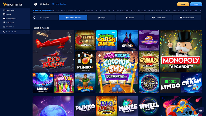 WinOMania Casino Desktop Arcade Games