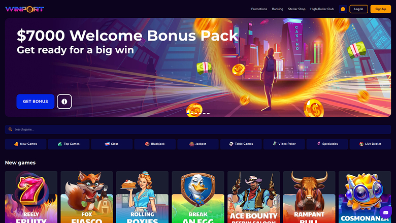WinPort Casino Desktop Homepage