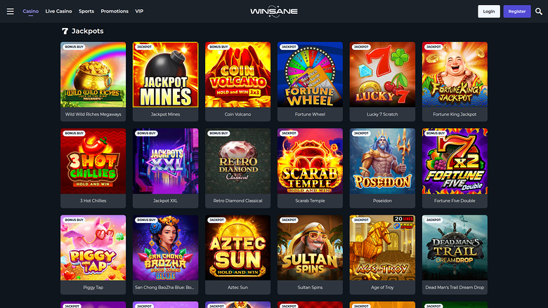 Winsane Casino Desktop Jackpot