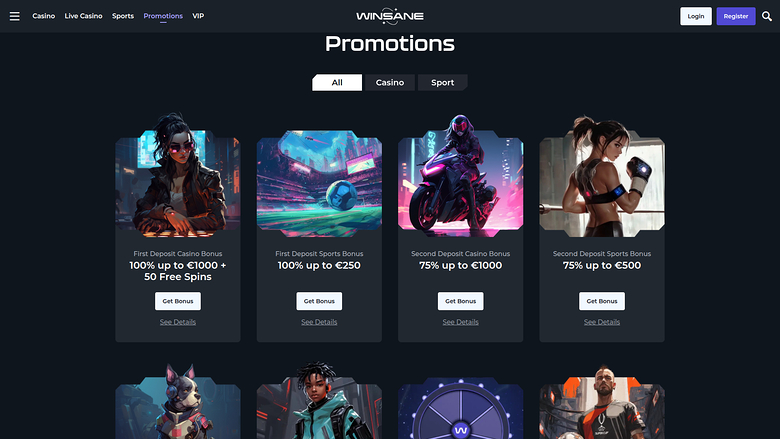 Winsane Casino Desktop Promotions