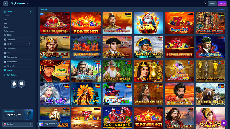 Wintopia Casino Desktop Jackpot