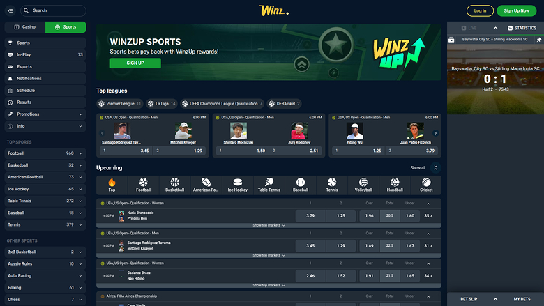 Winz Casino Desktop Sports