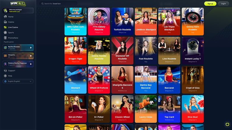 Winzter Casino Desktop Live Dealer