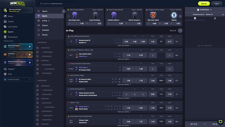 Winzter Casino Desktop Sports