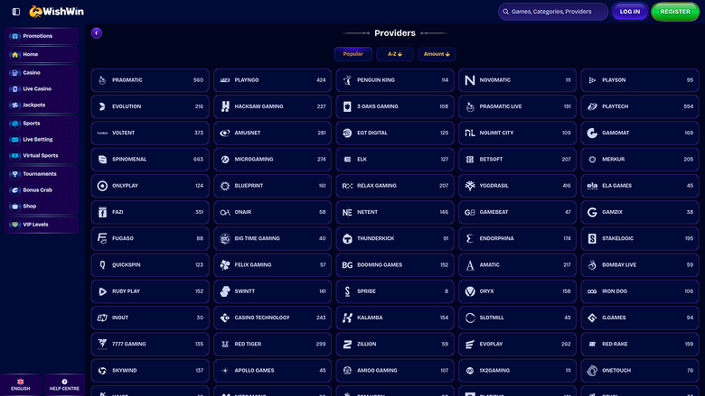WishWin Casino Desktop Game Developers