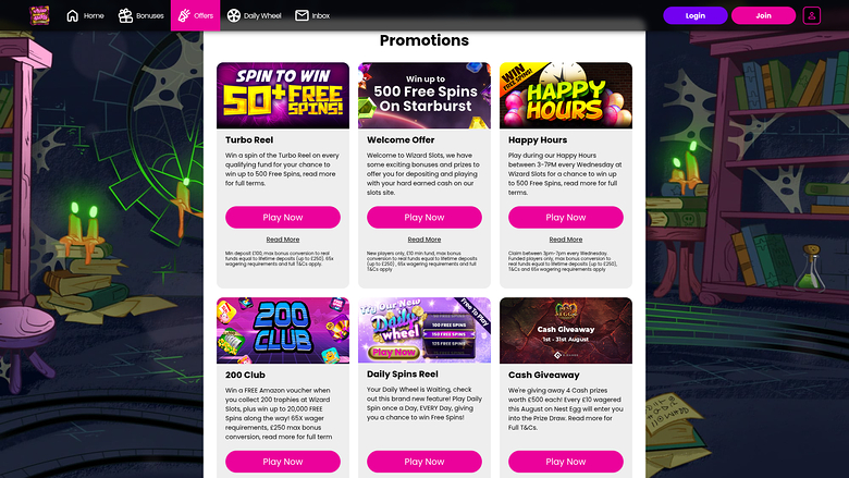 Wizard Slots Casino Desktop Promotions