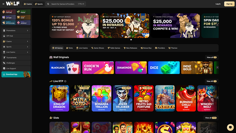 Wolf.io Casino Desktop Games