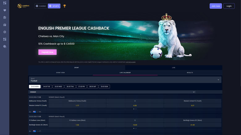 Wombat Casino Desktop Sports Betting