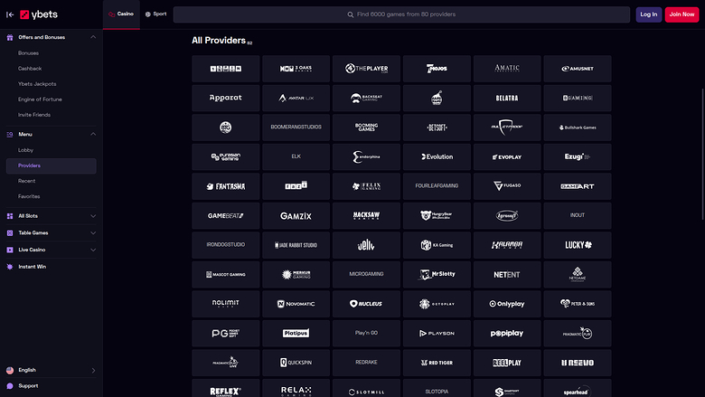 Ybets Casino Desktop Game Developers