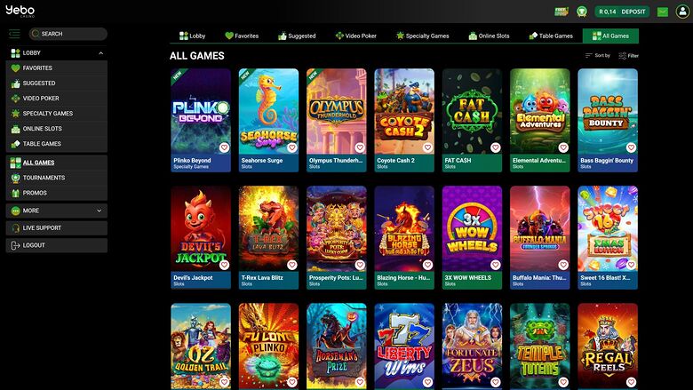 Yebo Casino Desktop Games