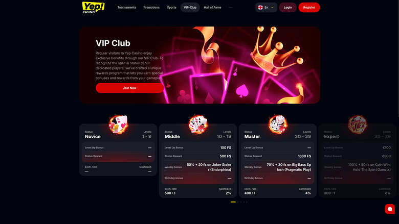 Yep Casino VIP Program