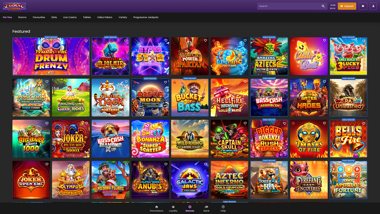 Zodiac Casino Desktop Homepage