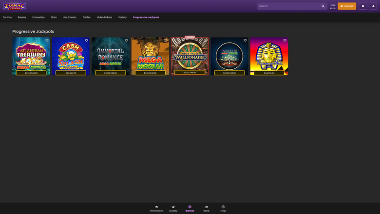 Zodiac Casino Desktop Jackpot