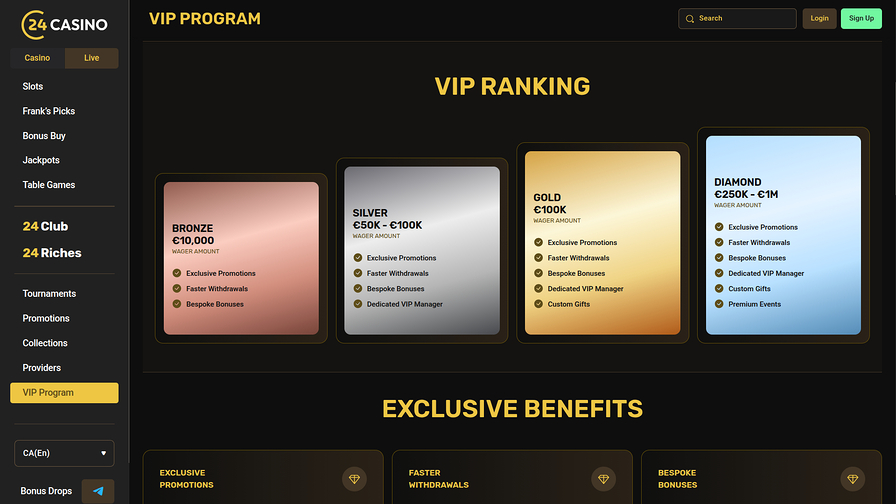 24Casino Desktop VIP Program