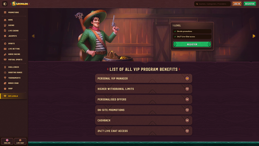 5Gringos Casino Desktop Vip Program