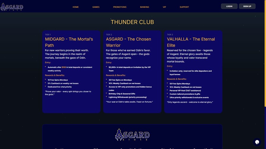 AsgardSlots Casino Desktop VIP Program