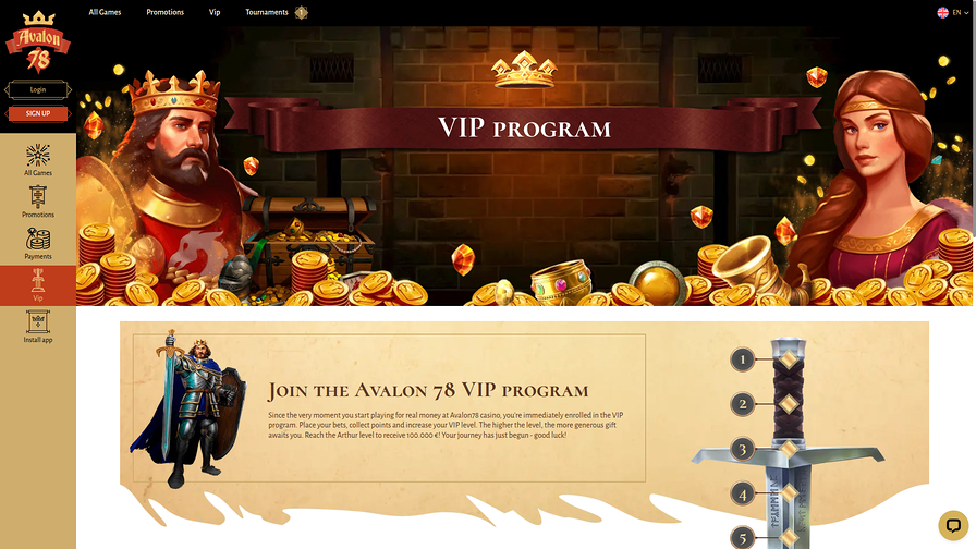 Avalon78 Casino Desktop VIP Program