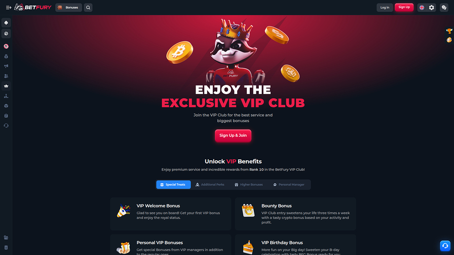 BetFury Casino Desktop VIP Program