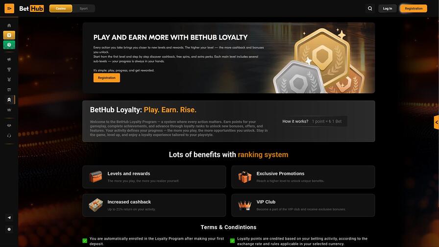 BetHub Casino VIP page