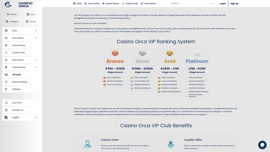 Casino Orca Desktop VIP Program