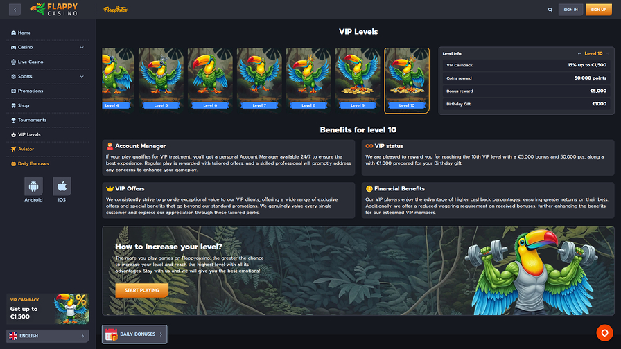 Flappy Casino Desktop VIP Program