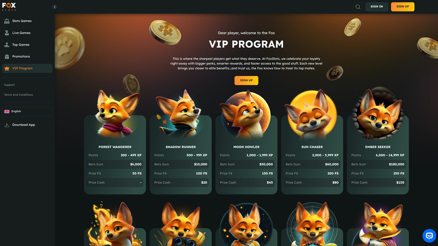 FoxSlots Casino VIP Program