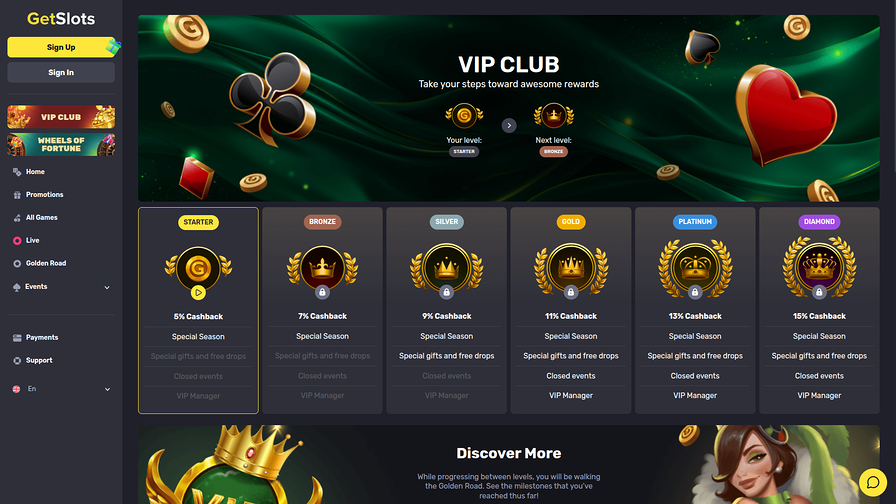 GetSlots Casino Desktop VIP Program