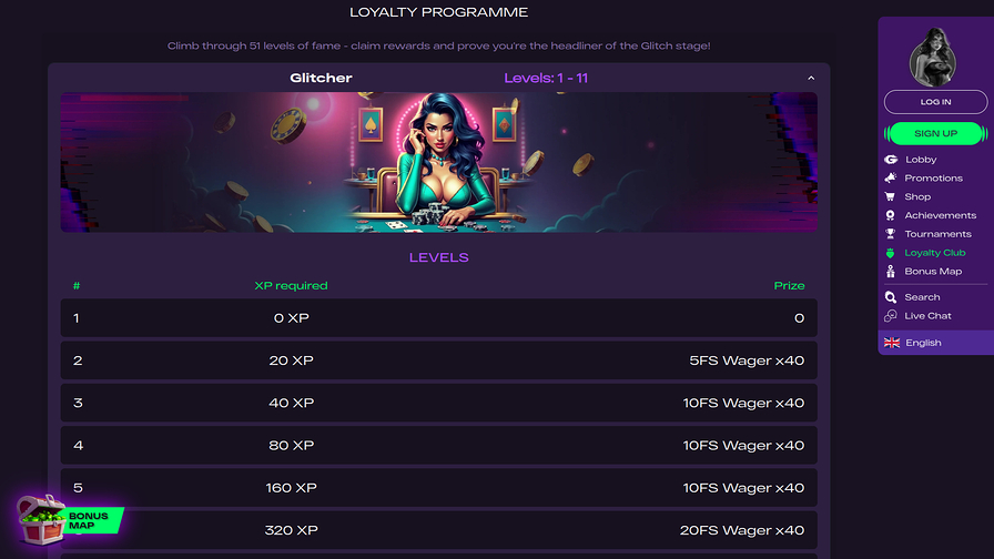 Glitchspin Casino Desktop VIP Program