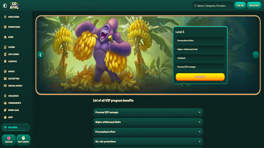 VIP screenshot of GoKong Casino for Desktop