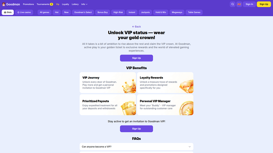 Goodman Casino Desktop VIP Program