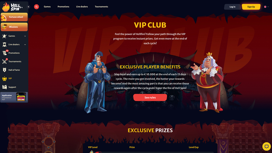 HellSpin Casino Desktop VIP Program
