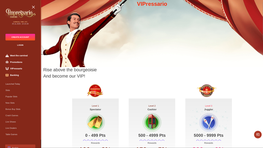 Impressario Casino VIP Program