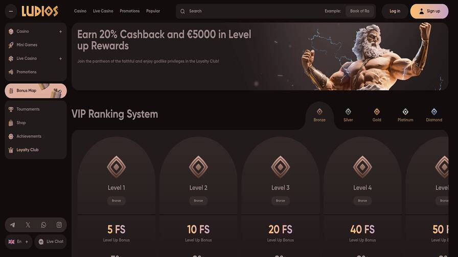 VIP screenshot of Ludios Casino for Desktop