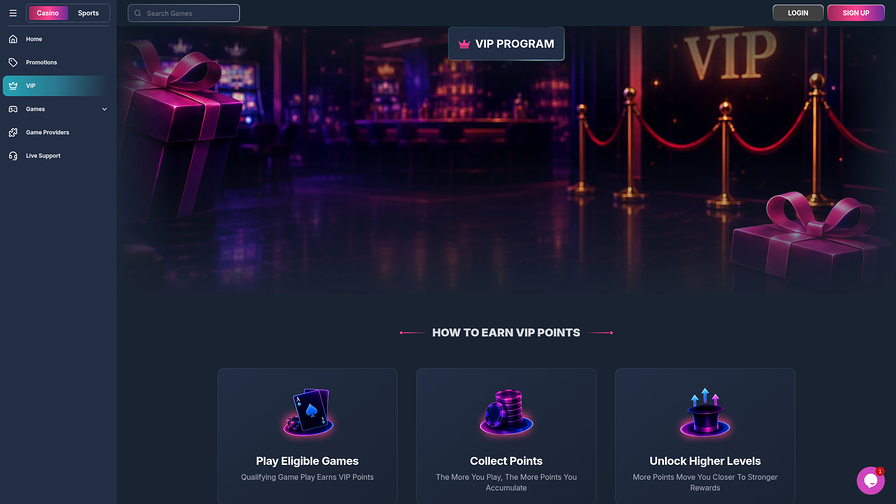 Magicianbet Casino Desktop VIP Program