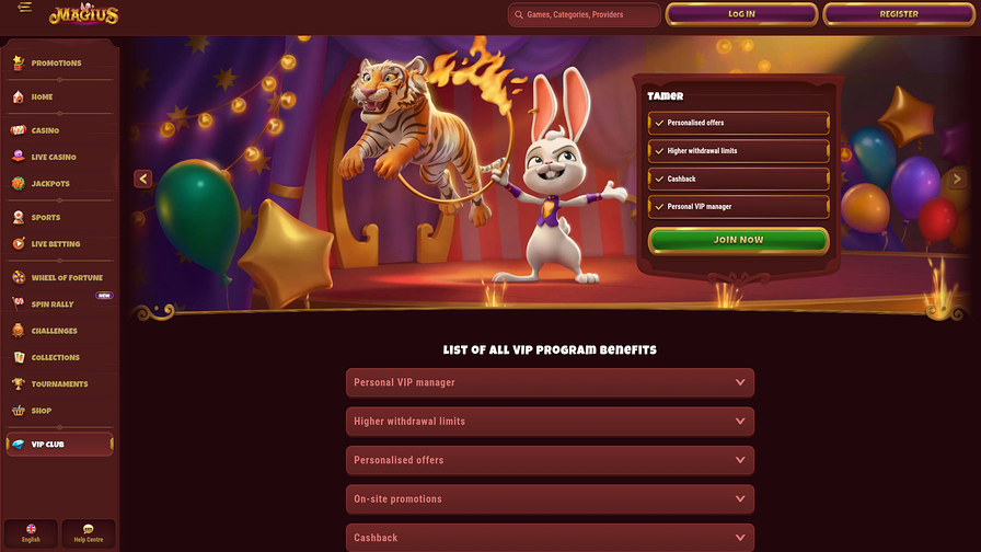 Magius Casino Desktop VIP Program