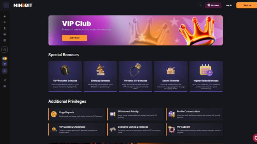 Minebit Casino Live VIP Desktop