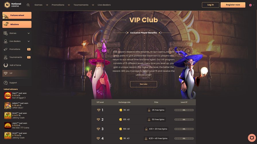 National Casino Desktop VIP Program