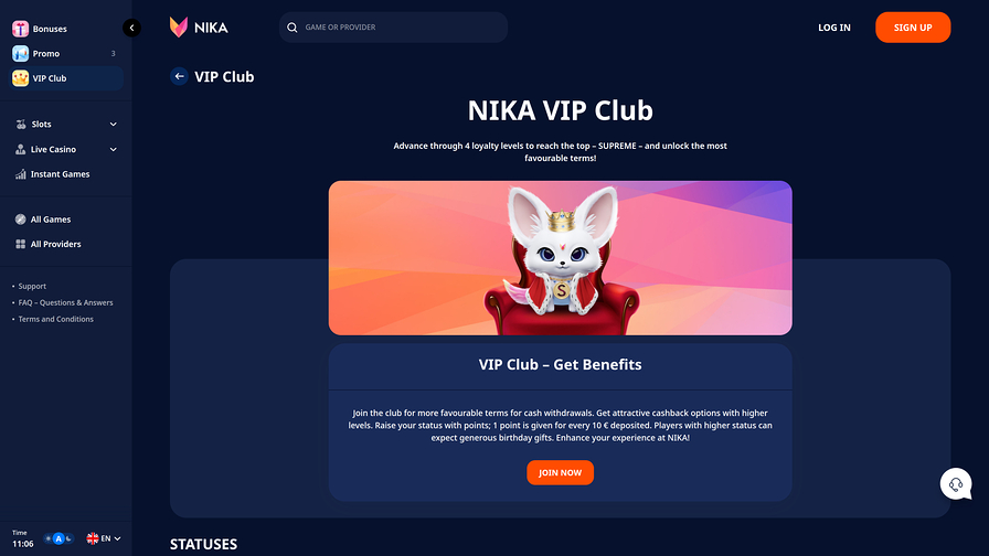 Nika Casino Live Vip Desktop
