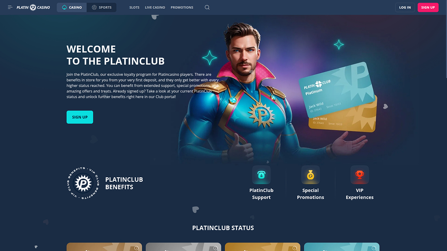 Platin Casino Desktop VIP Program