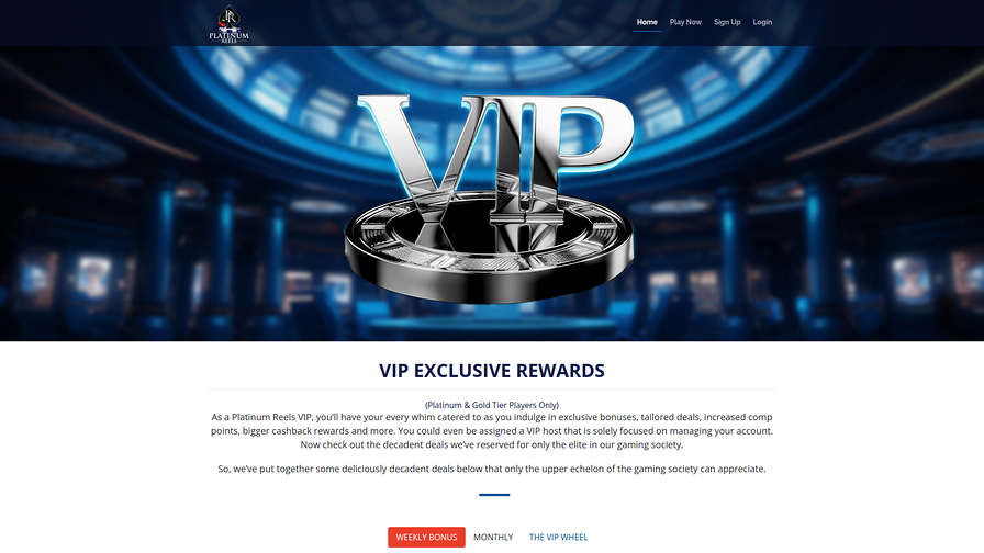 Platinum Reels Casino Desktop VIP Program