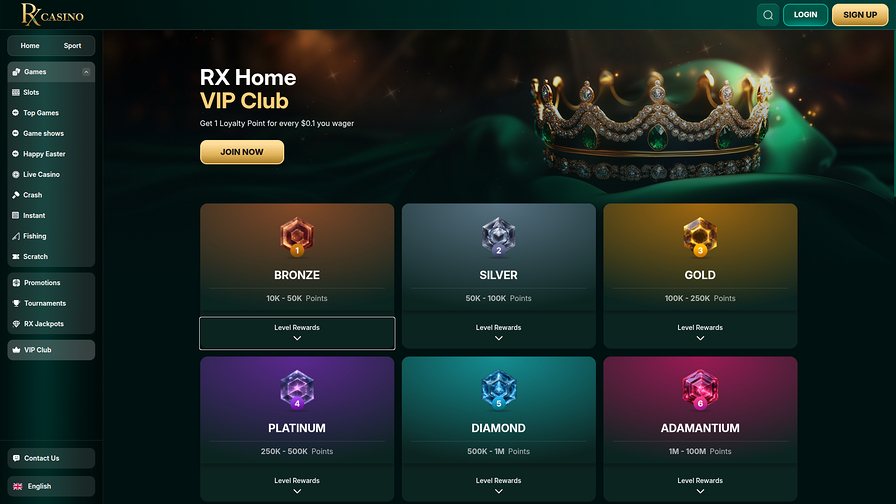 RX Casino Desktop VIP Program