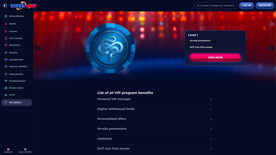 ViperWin Casino Desktop VIP