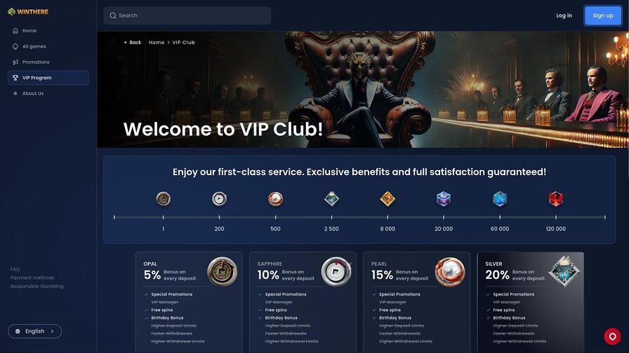 Win There Casino VIP page