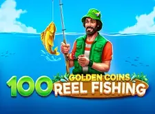 100 Golden Coins Reel Fishing Logo