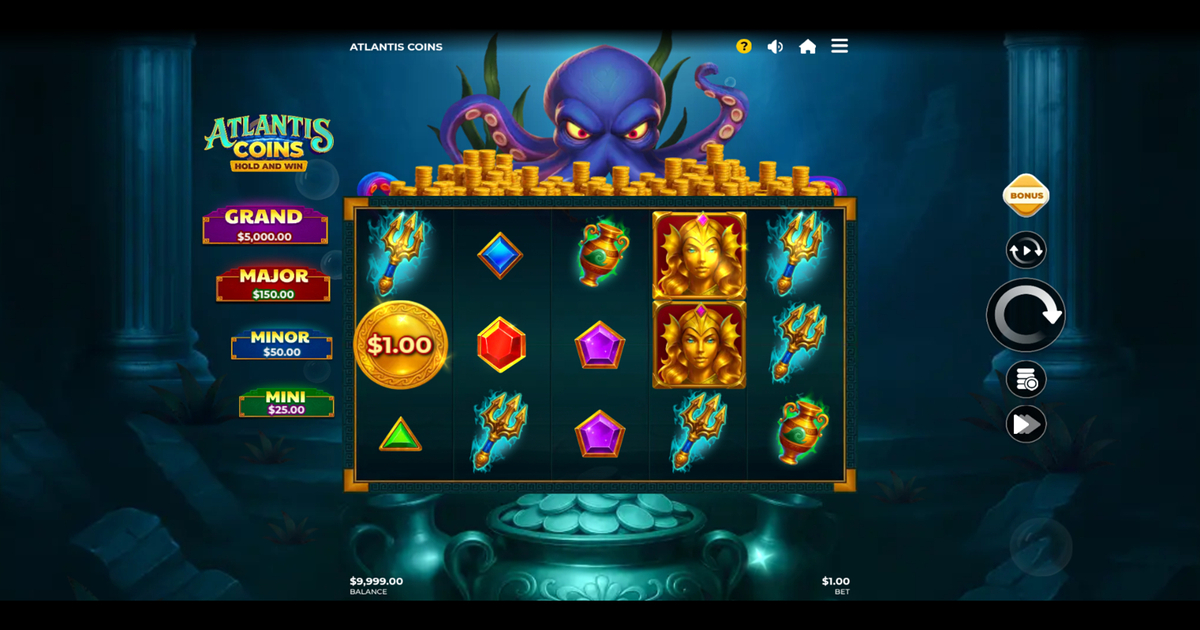 Atlantis Coins Hold and Win Slot Review, Bonuses & Free Play (96.84% RTP)