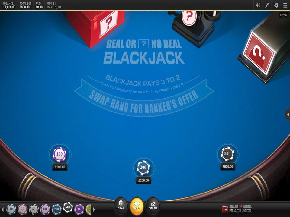 Red Tiger Gaming Deal or No Deal Blackjack gameplay screenshot
