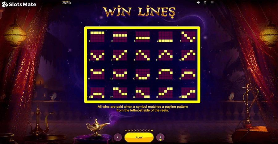 10.001 Nights Paylines