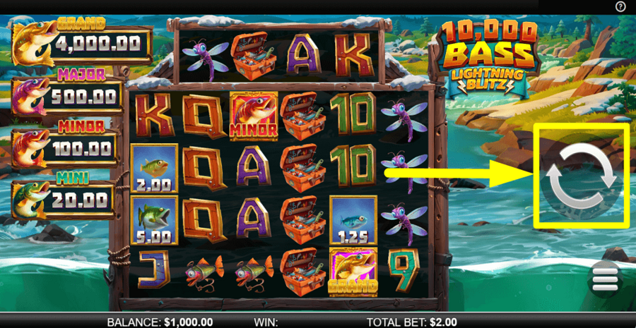 10000 Big Bass Lightning Blitz Spin Button